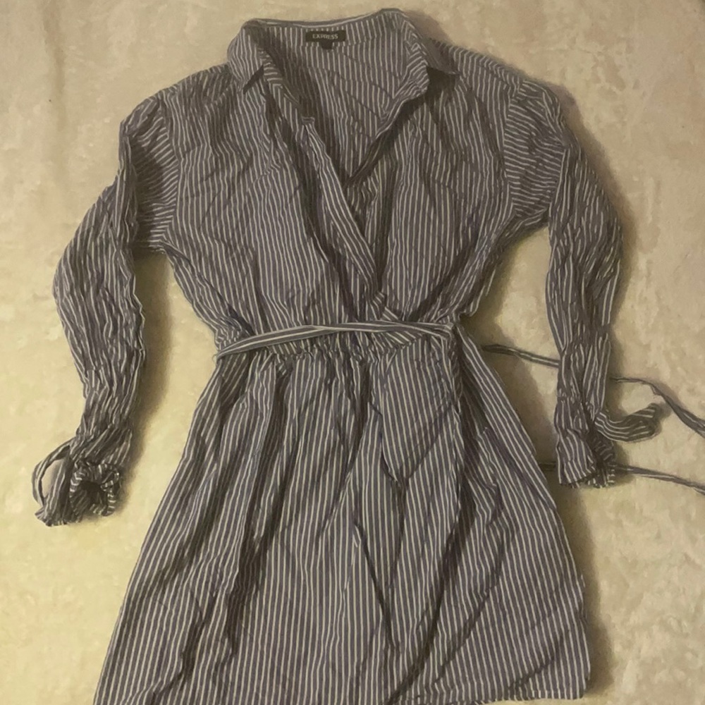 Blue stripe collard dress